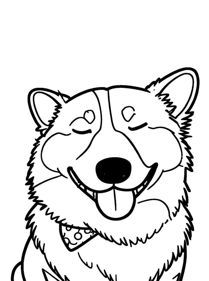 Coloring page made from the photo: smiling corgi